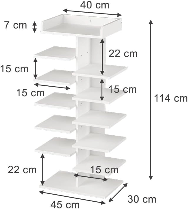 Scarpiera Stepy, Bianco, 45 x 114 cm con 10 scomparti