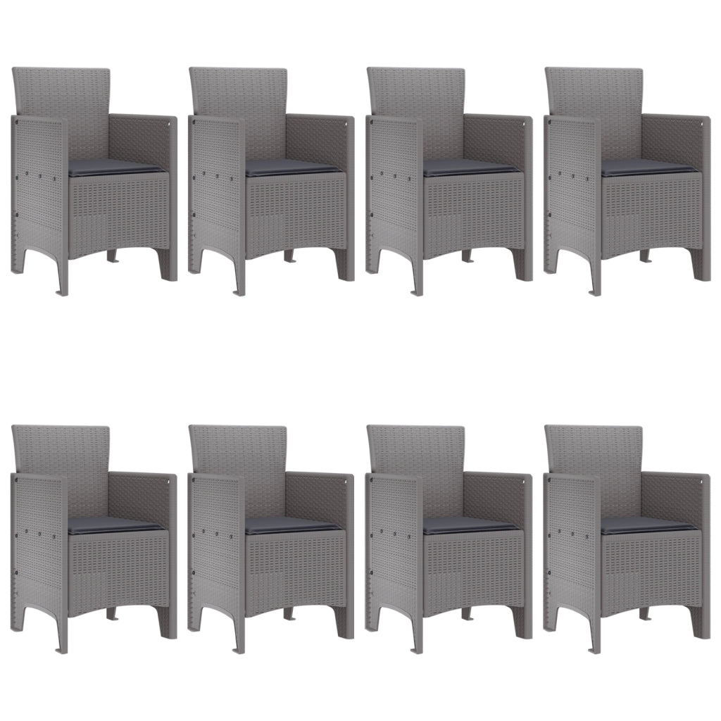 Set pranzo giardino 9 pezzi con cuscini Grigio chiaro Polyrattan