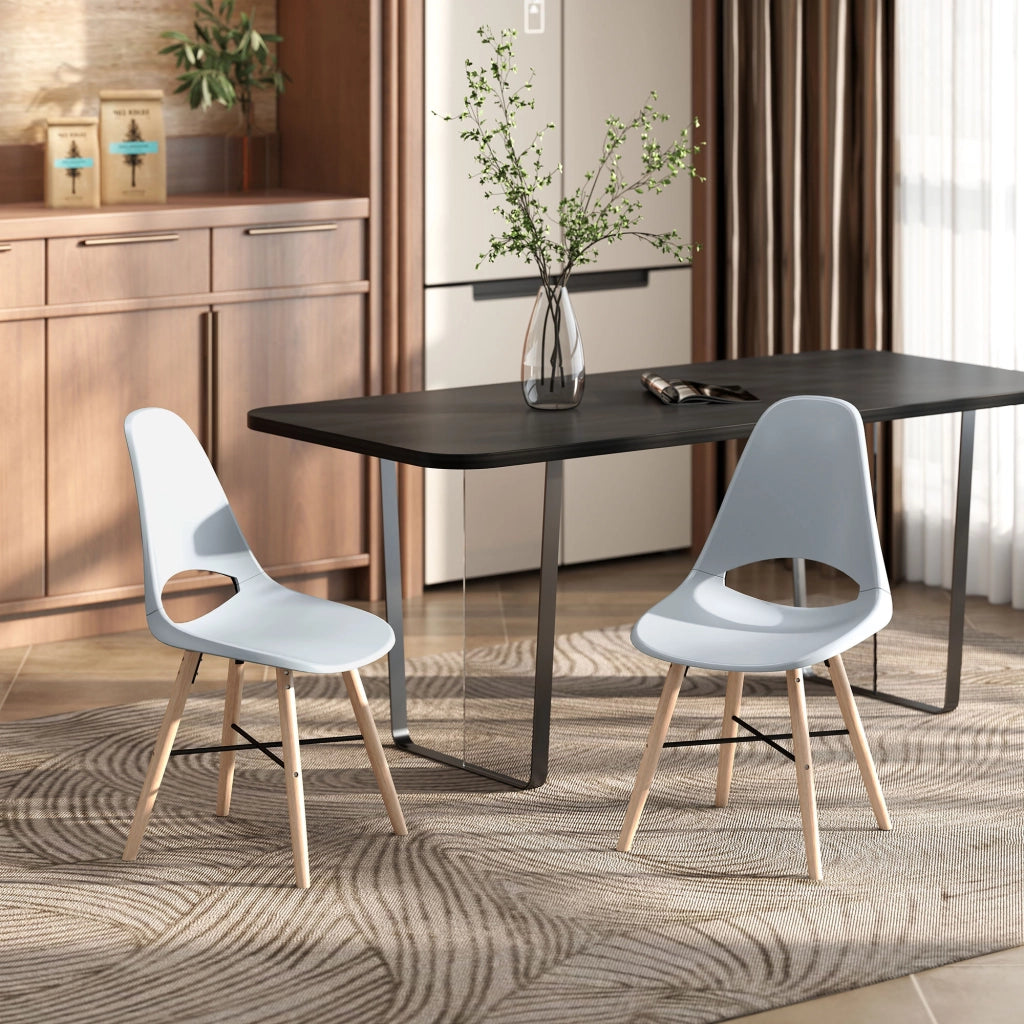 Set 2 Sedie da Pranzo ¨C Xylo ¨C Schienale Curvato Plastica Grigio Gambe Legno