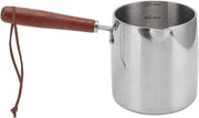 Smaltatrice 450 ml Induttivo 304 Acciaio Inossidabile con Maniglie in Legno Ø 85 cm - Padella Multifunzionale in Acciaio per Cioccolato, Olio, Burro - Padella per Salsa, Padella per Latte, Smaltatrice