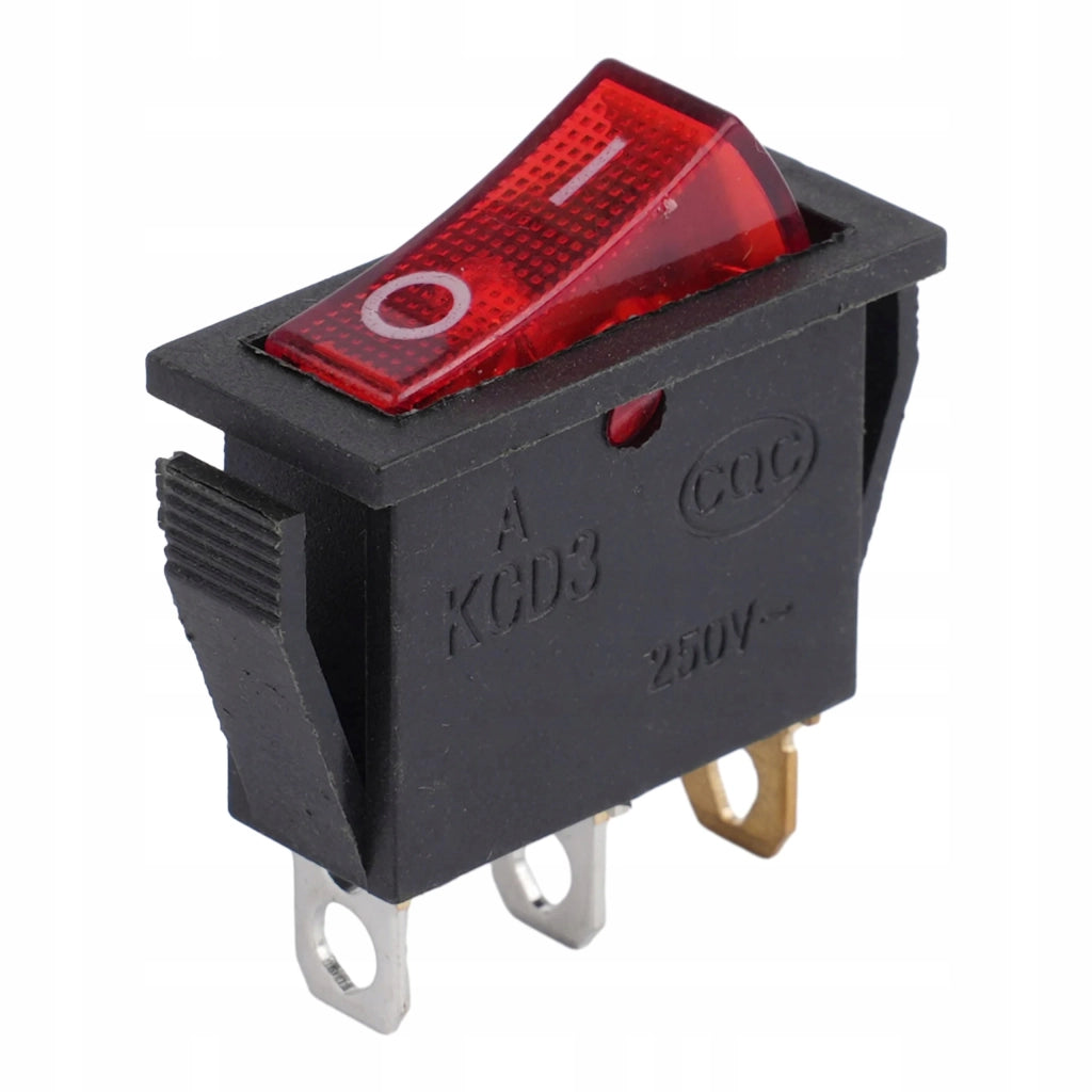 Interruttore a Bilanciere KCD3 15A 250V ON-OFF – Alta Resistenza, Illuminato | 3 Pin, 2 Posizioni