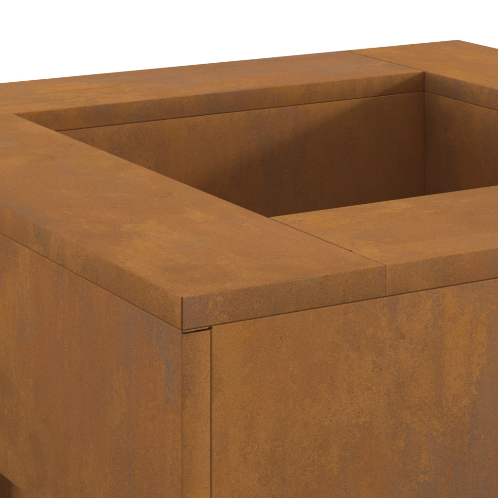 Caminetto Quadrato 60x60x30 cm in Acciaio Resistente alle Intemperie di