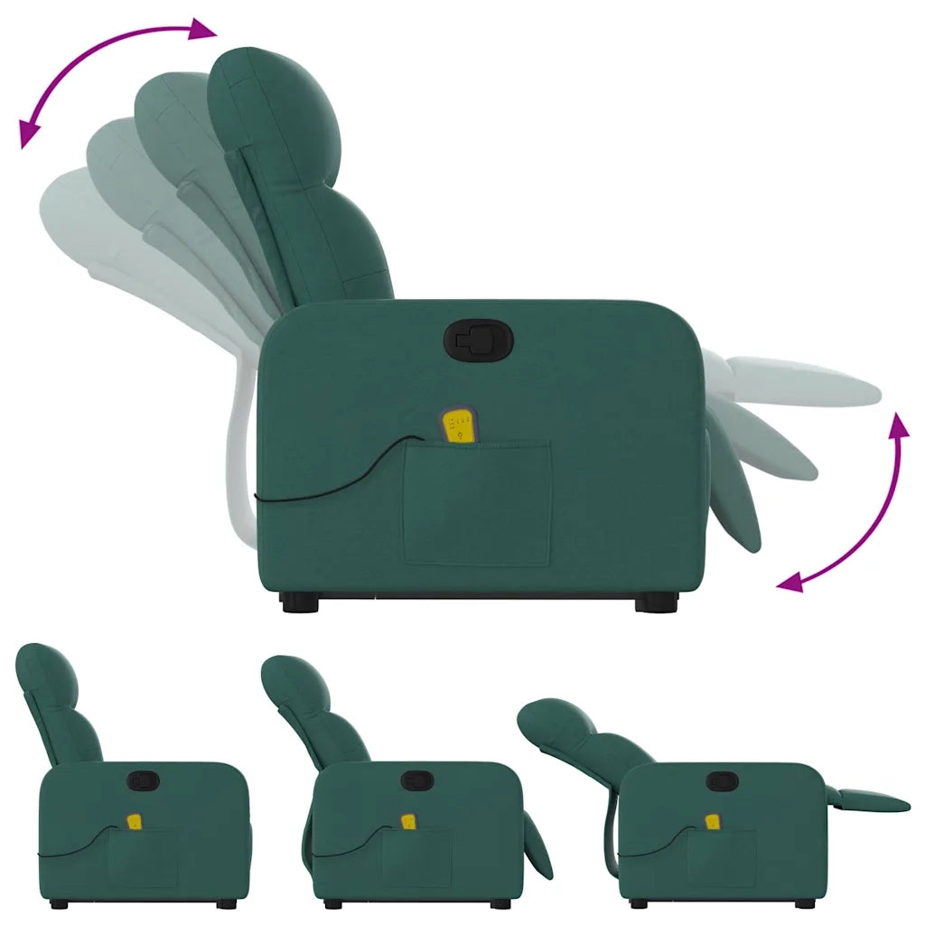 Divano Sedia-Poltrona Alzapersona Massaggiante Verde Scuro in Tessuto 621955