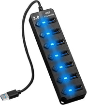 Hub USB con alimentazione - Hub USB - Hub USB alimentato - Divisore USB - Più porte USB - Caricamento e trasferimento dati - Laptop e PC - Lavoro da casa - Ufficio - Accessori - Universale