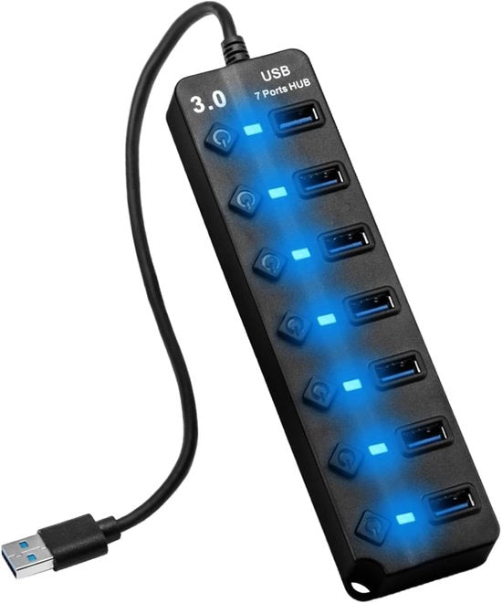 Hub USB con alimentazione - Hub USB - Hub USB alimentato - Divisore USB - Più porte USB - Caricamento e trasferimento dati - Laptop e PC - Lavoro da casa - Ufficio - Accessori - Universale