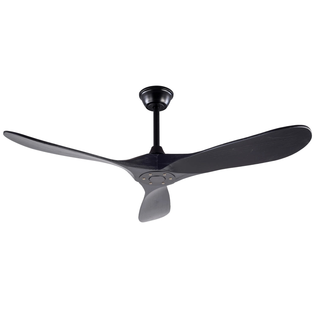 Ventilatore da soffitto 52 pollici senza luce; 3 pale in legno e telecomando; nero