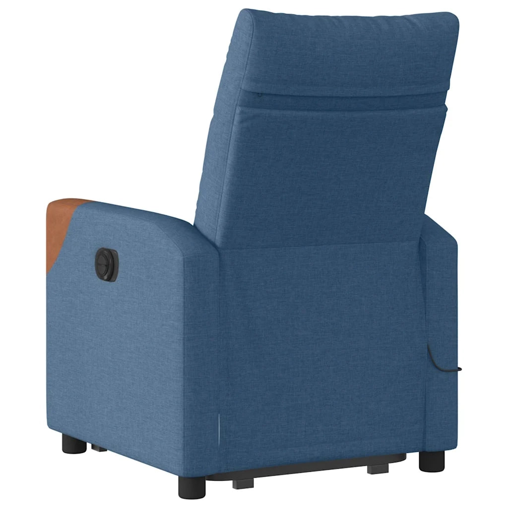 Poltrona Alzapersona Massaggiante | Sedia Relax Reclinabile Blu in Tessuto