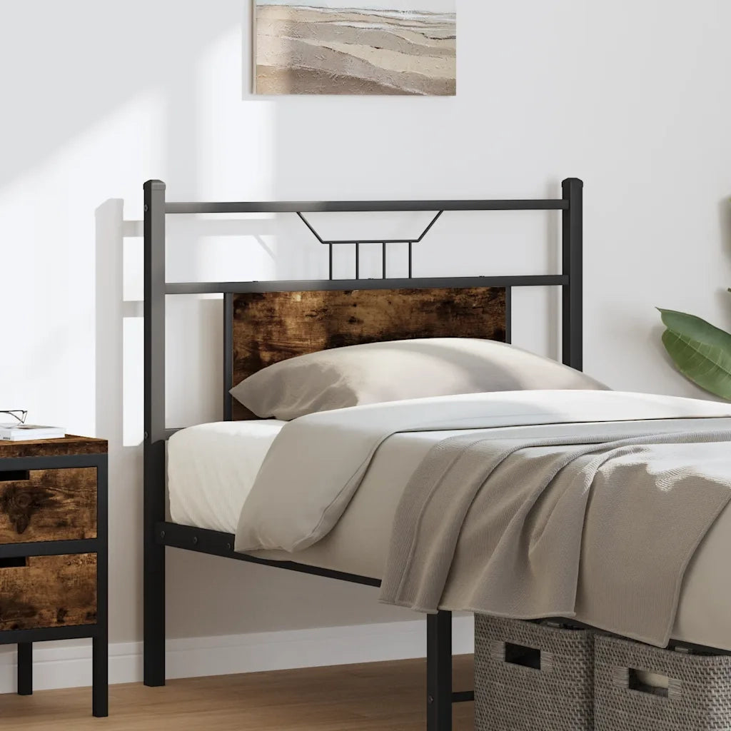 Testiera-Testata-Testiera Decorativa Rovere Fumo 75 cm in Legno Multistrato e Acciaio