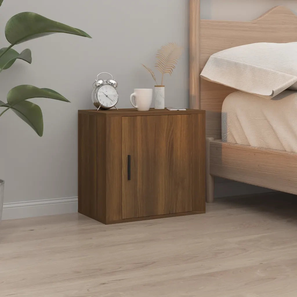 Comodino a Muro-Tavolino da notte sospeso Rovere Marrone 50x30x47 cm