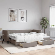 Divano Letto Estraibile con Cassetti-Sofa Letto-Daybed Tortora 90x200 cm Tessuto 291318
