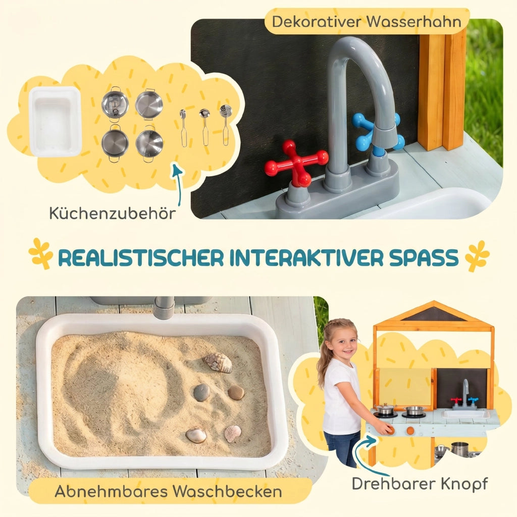 Cucina Gioco Fango Legno Bambini ¨C Xylo ¨C Outdoor con Lavabo Scaffale Blu 3-8 Anni