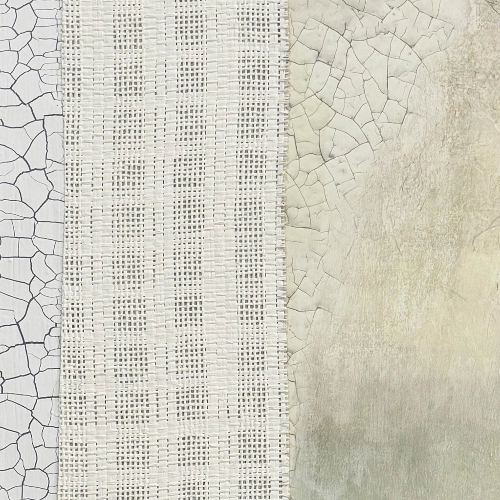 Tela incorniciata dipinta Hispanohogar astratta verde, bianco e beige 90x60