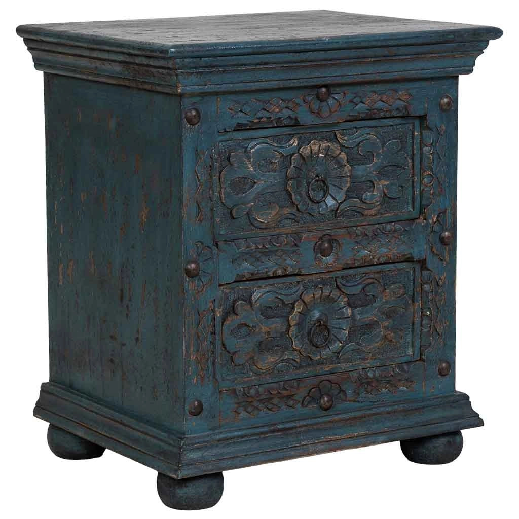 Mobile da ingresso artigianale in legno blu 50x40x60h cm