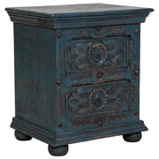 Mobile da ingresso artigianale in legno blu 50x40x60h cm