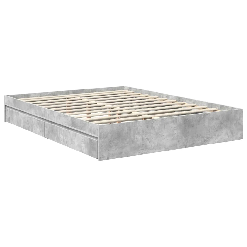Letto con Contenitore con testiera Grigio cemento 150 x 200 cm