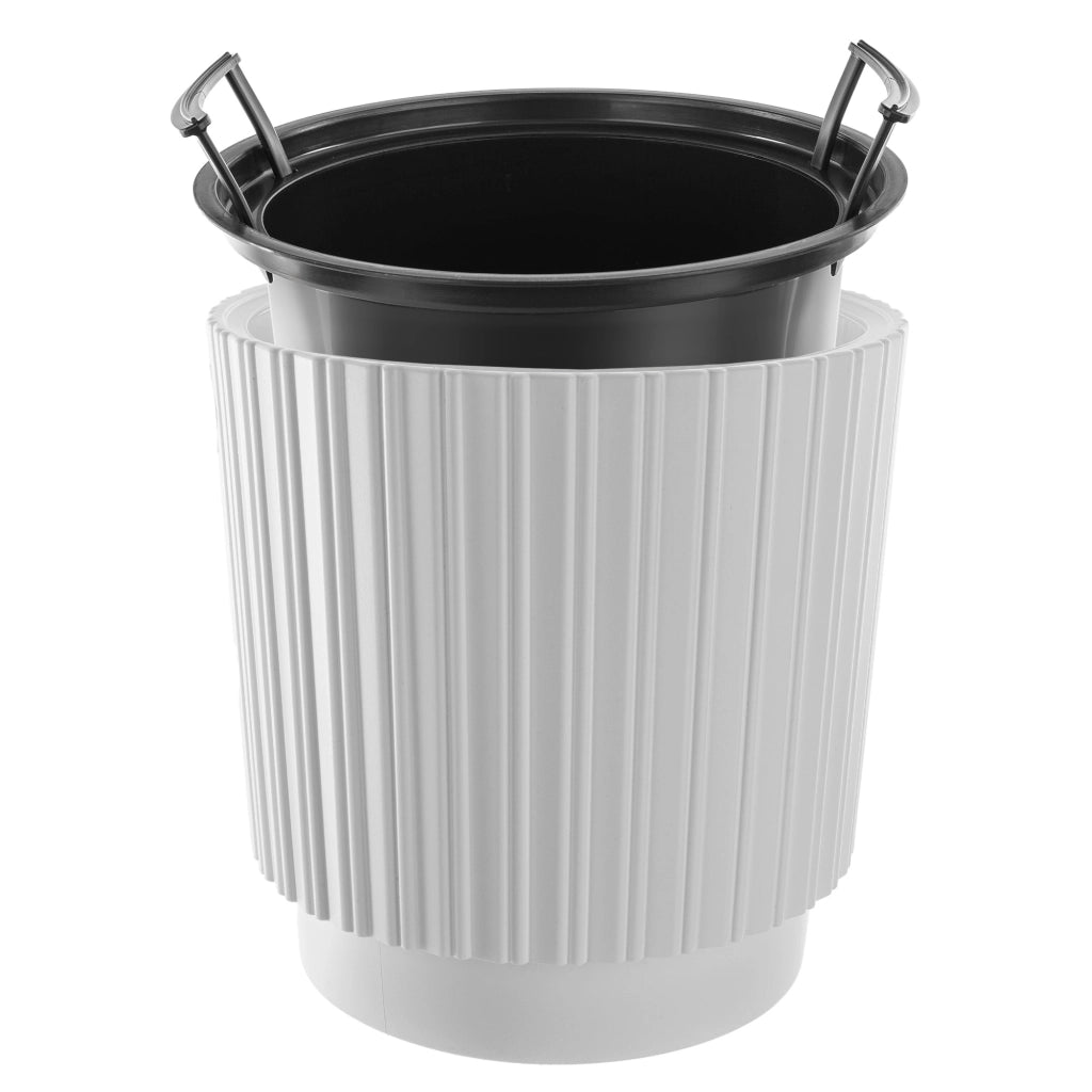 Vaso da fiori KADAX da 30 cm con coperchio e inserto, in plastica bianca.