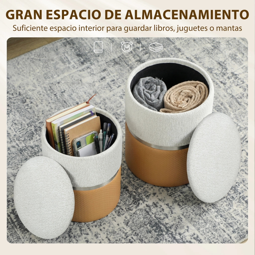 Puff con contenitore ¨C zephmum ¨C marrone e crema