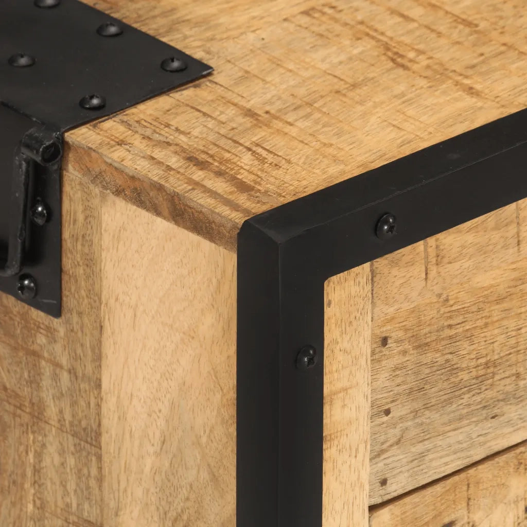 Comodino-Tavolino da notte 43x30x51 in Legno Massello di Mango Grezzo