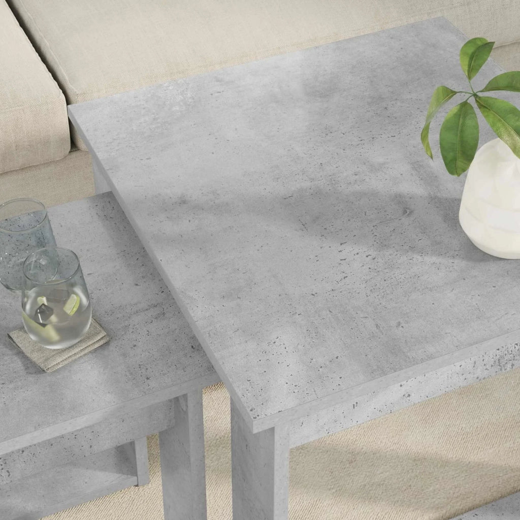 Set di Tavolini da Caffè 2 pcs Grigio cemento Legno multistrato 8000127