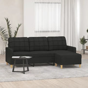 Divano a 3 Posti con Poggiapiedi-Sofa 3 Posti con Poggiapiedi Nero 180 cm in Tessuto 530822