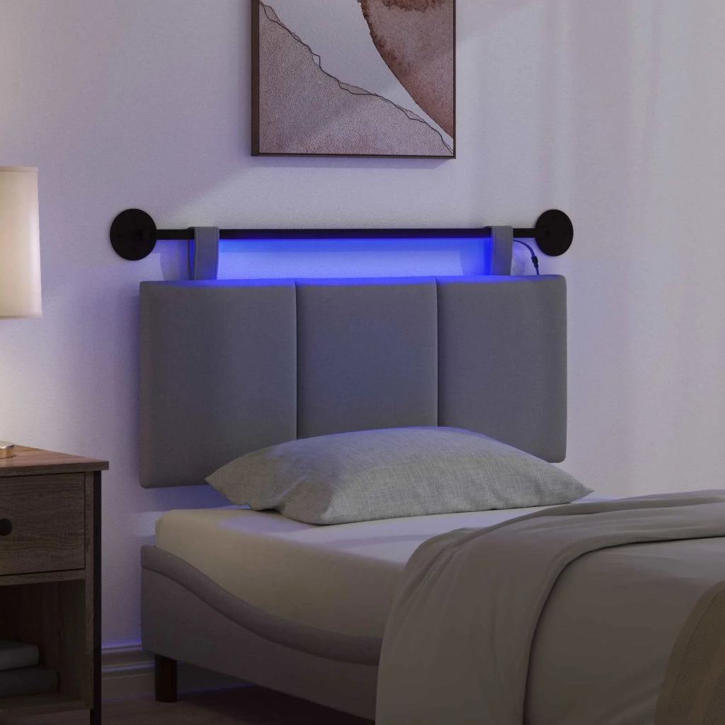 Testiera sospesa Con luce LED Grigio Scuro Tessuto