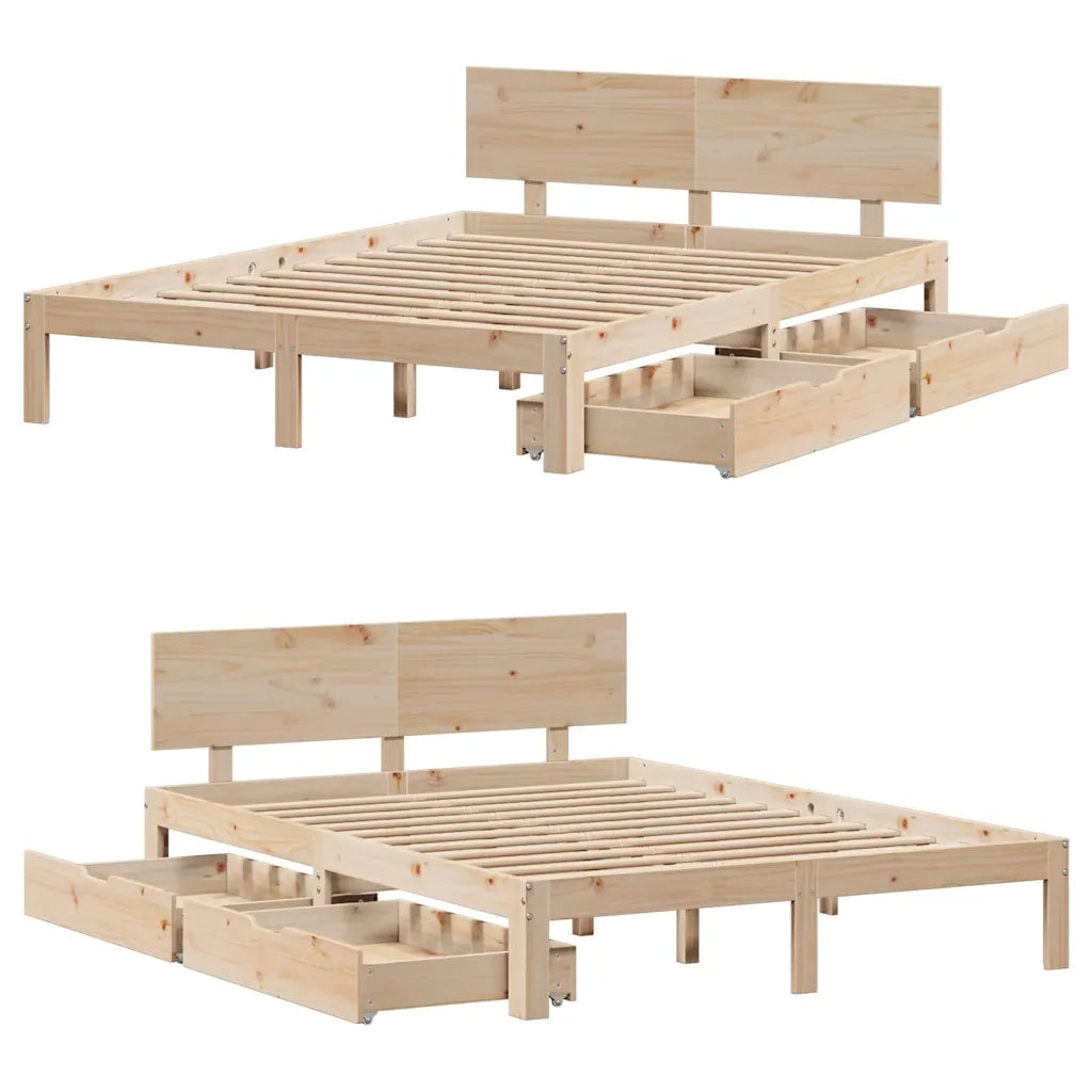 Giroletto con Cassetti 120x190 cm in Legno Massello di Pino 3301972