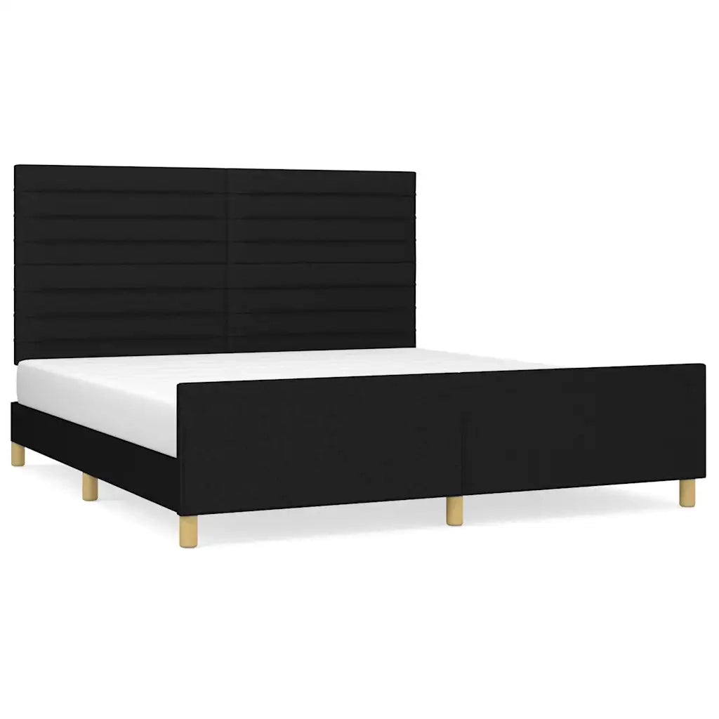 Letto matrimoniale | Letto per adulti | Giroletto senza Materasso Nero 180x200 cm in Tessuto