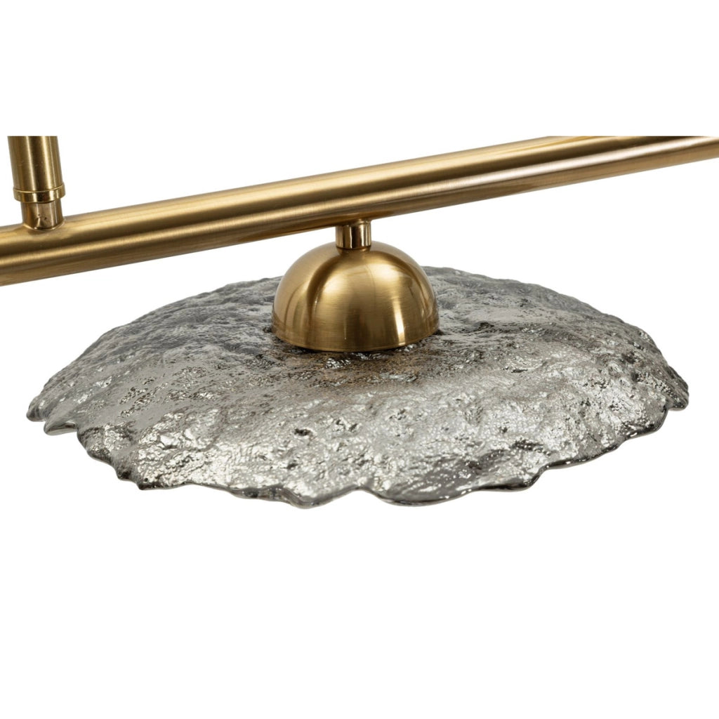 Lampadario EMILY in metallo dorato e vetro grigio fume'