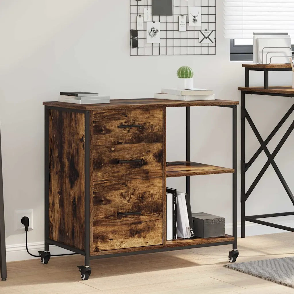 vidaXL Mobile per Ufficio con ruota Rovere fumo 76 x 41 x 72 cm