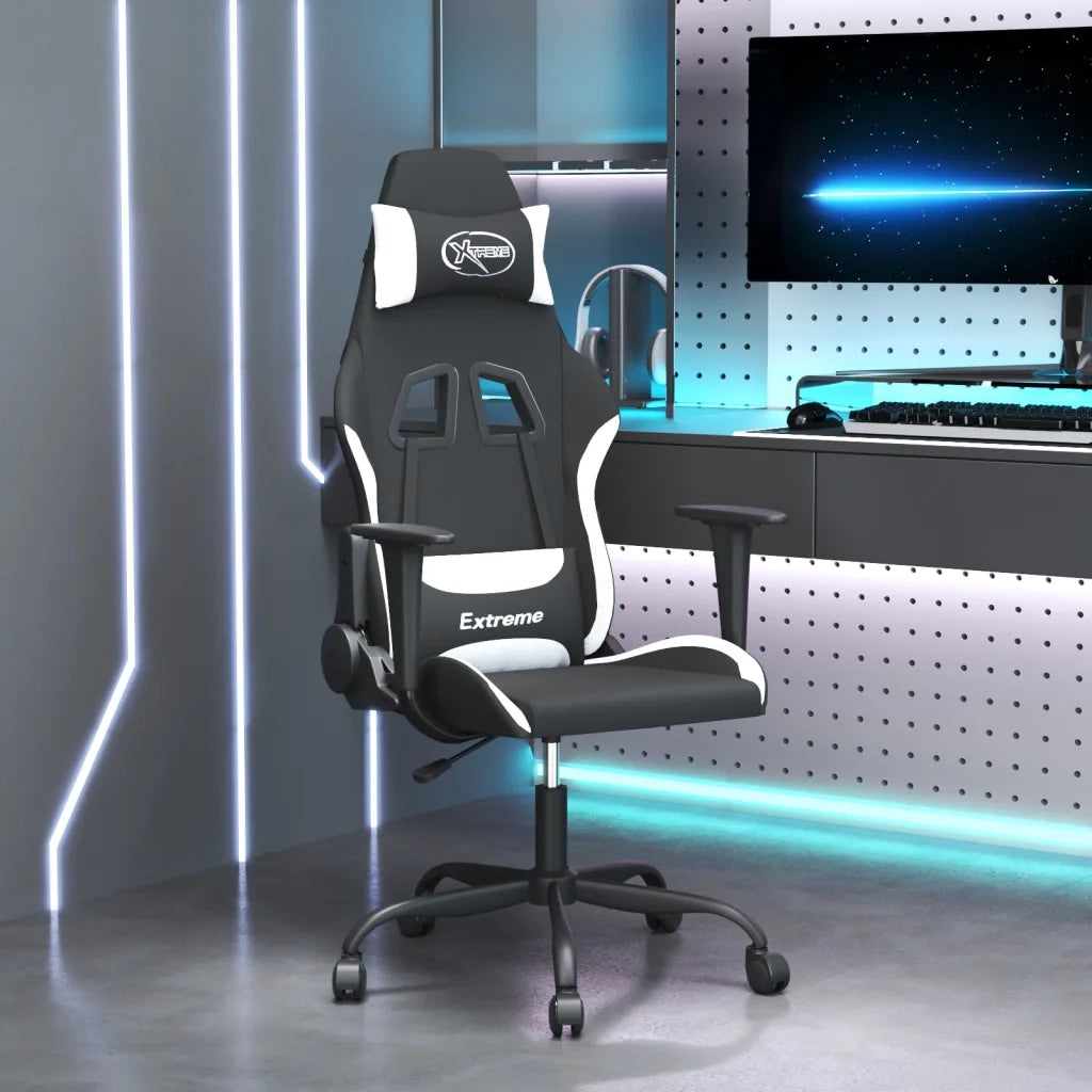 Sedia da Gaming Nero e Bianco in Tessuto cod mxl 77363