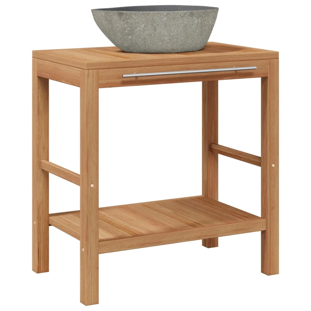 Mobile Bagno in Massello di Teak con Lavabo in Pietra di Fiume 246496