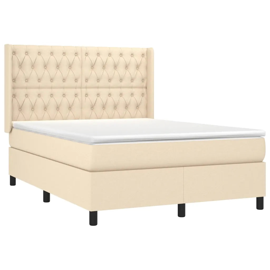 Letto a Molle con Materasso e LED Crema 140x190 cm in Tessuto 3138554