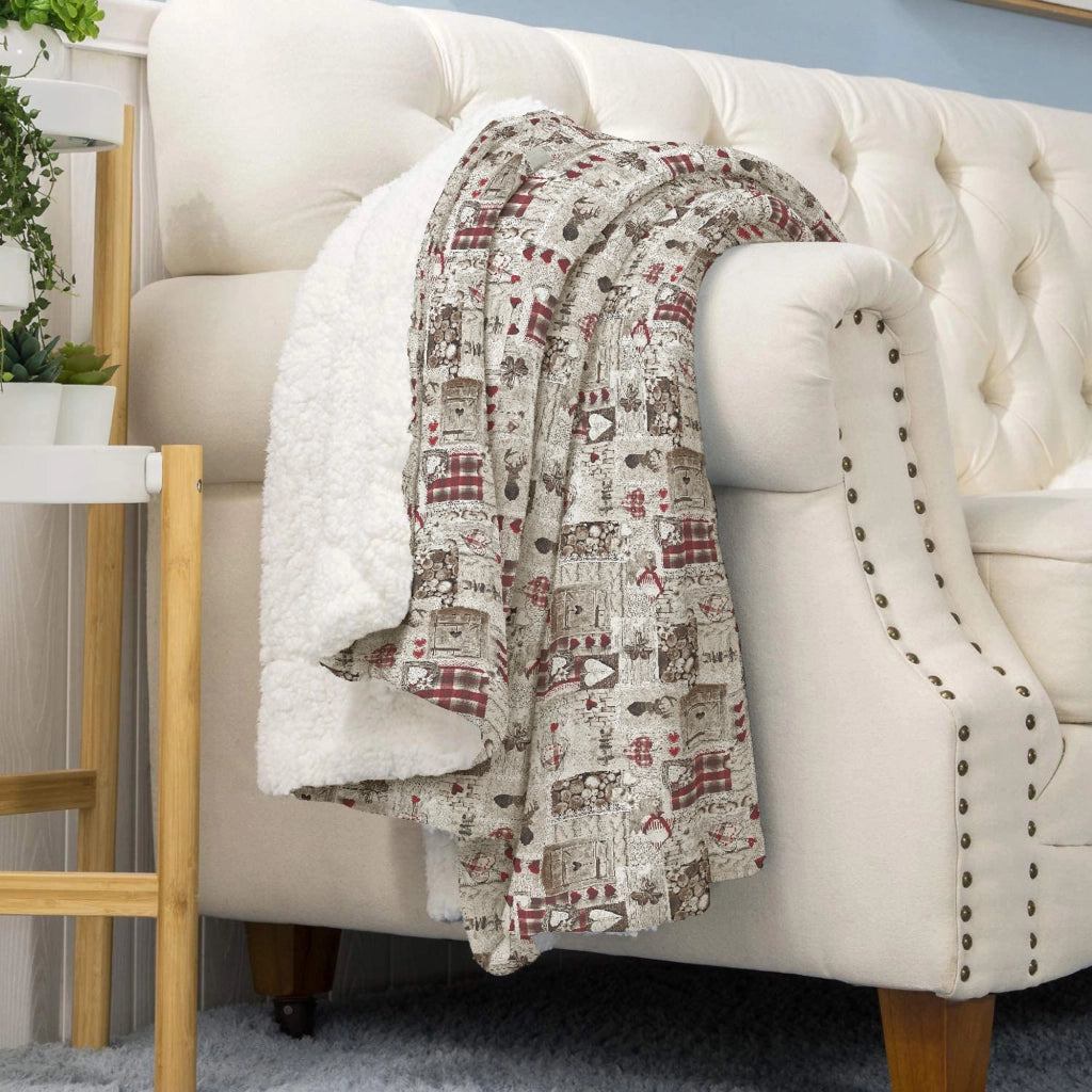 Coperta Plaid Pile Sherpa Invernale, Morbida Calda Coperta Pelosa  Doppio Lato Copertina Divano - Matrimoniale-190x200cm - Dis8-Deer