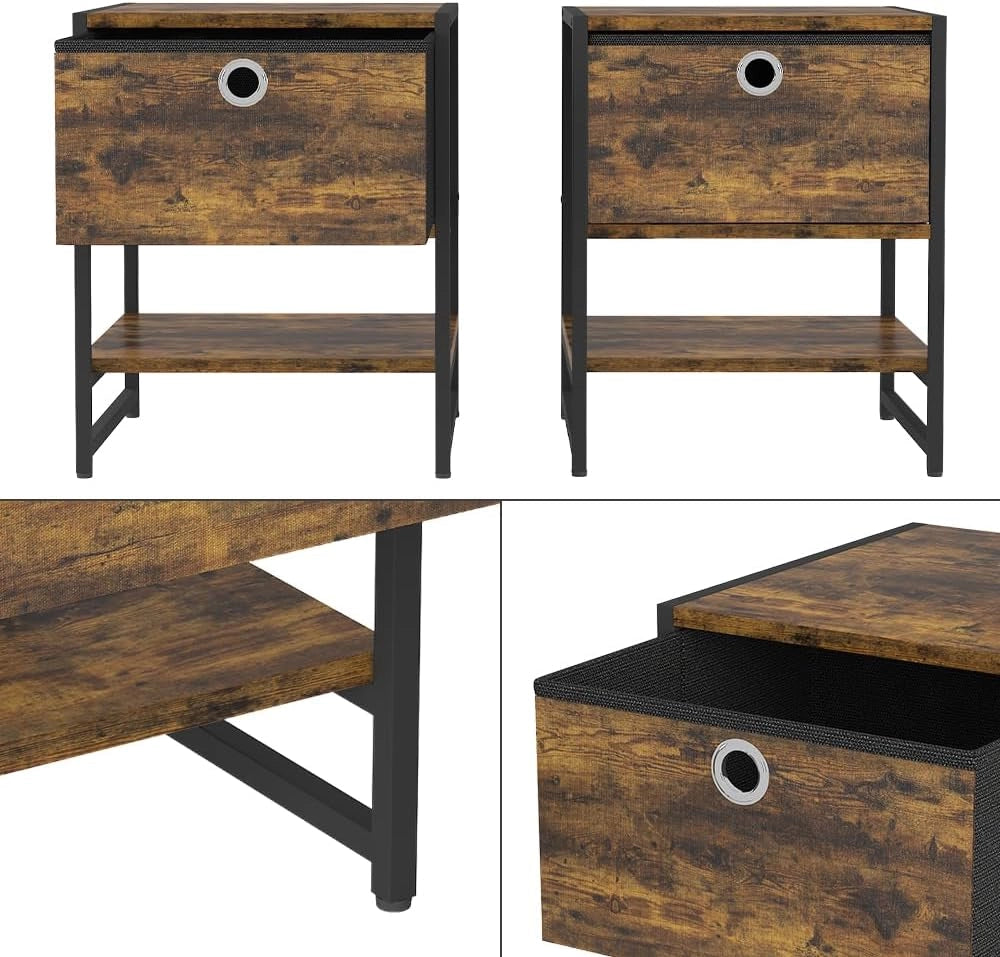 Comodino Fyrk, Rovere rustico, 40 x 50 cm Set di 2