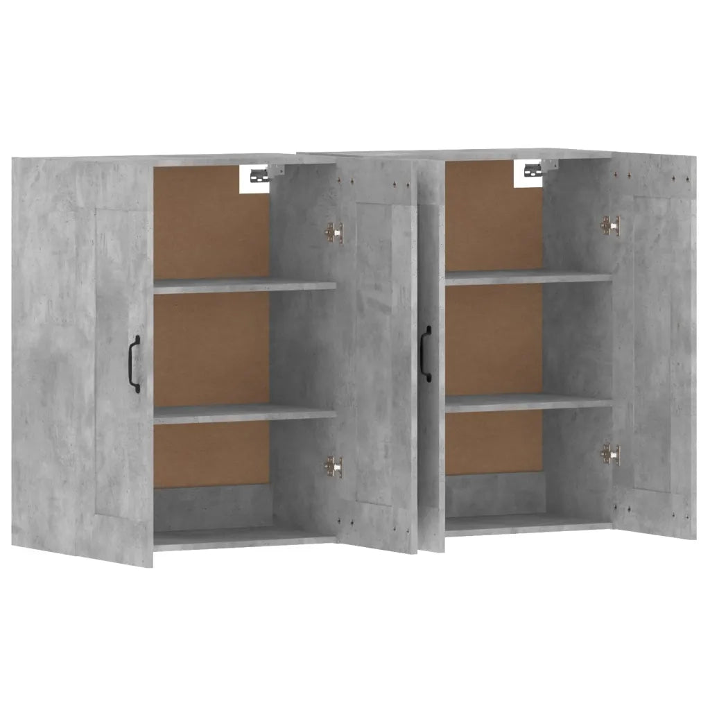 Armadietti a Parete 2 pz Grigio Cemento in Legno Multistrato 3197988