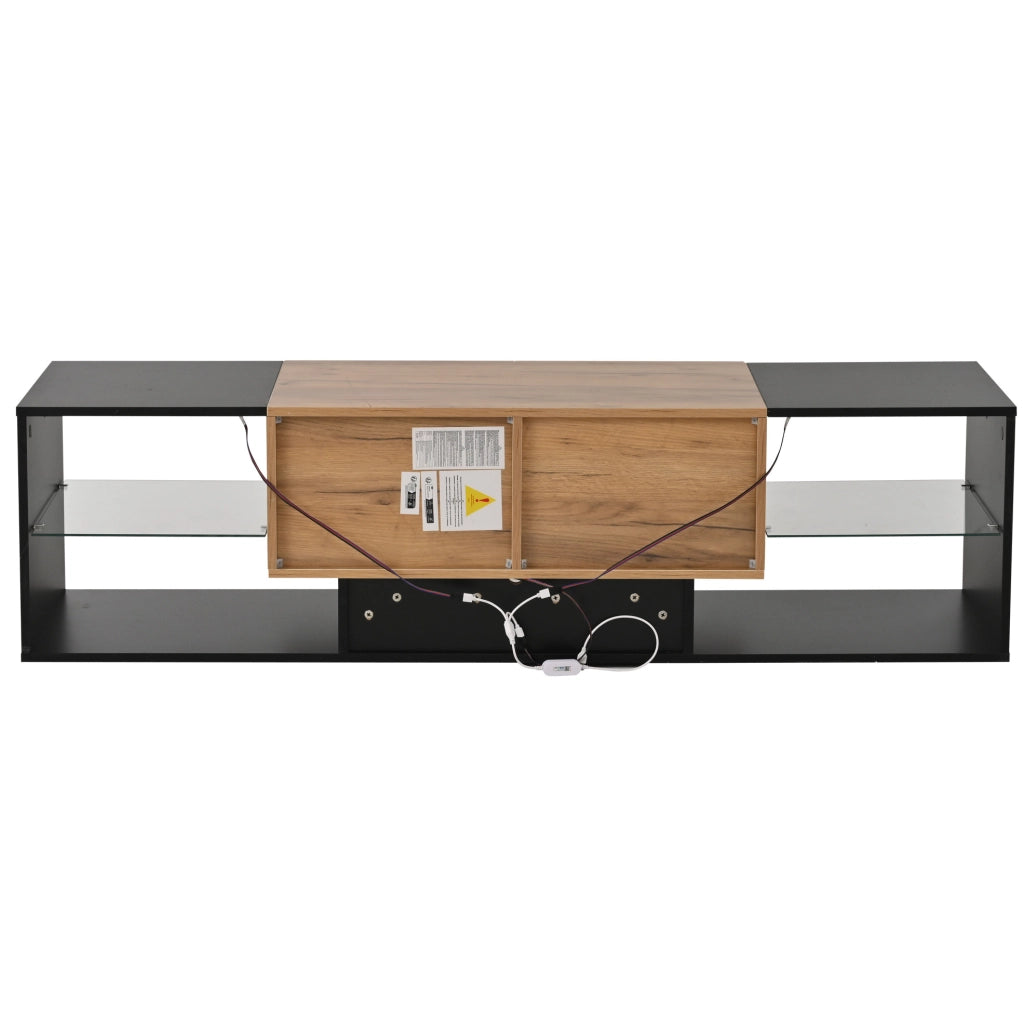 Mobile TV moderno nero con illuminazione LED e due cassetti