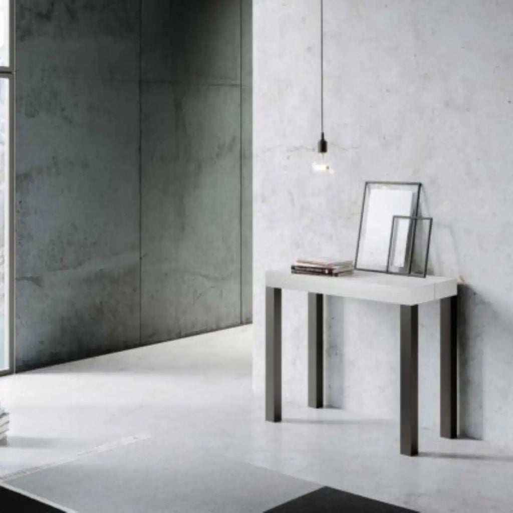 Consolle allungabile 90x40/300 cm Everyday bianco frassino gambe antracite