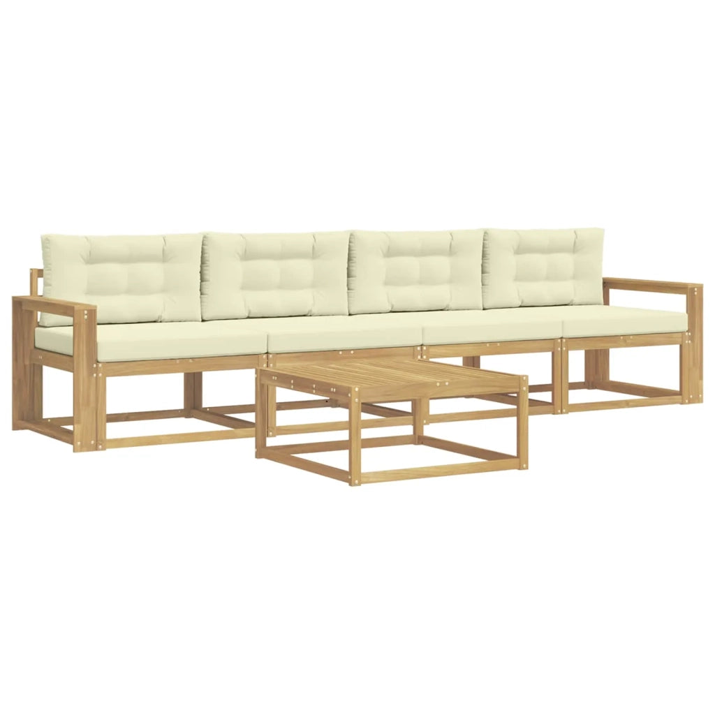 Set di divani da esterno con cuscino 4 pcs Bianco e Crema