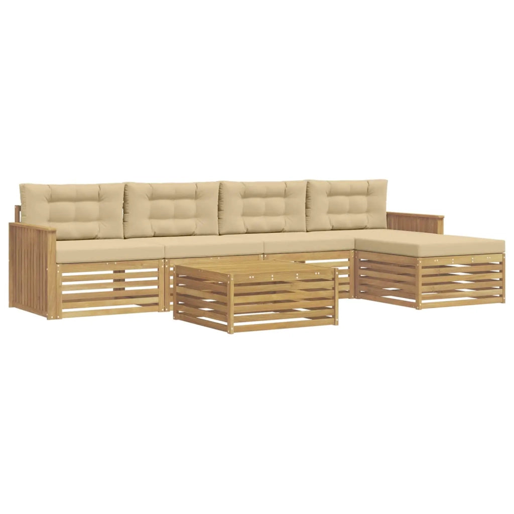 Set di divani da esterno 6 pz Bianco e Beige Poliestere 3390363