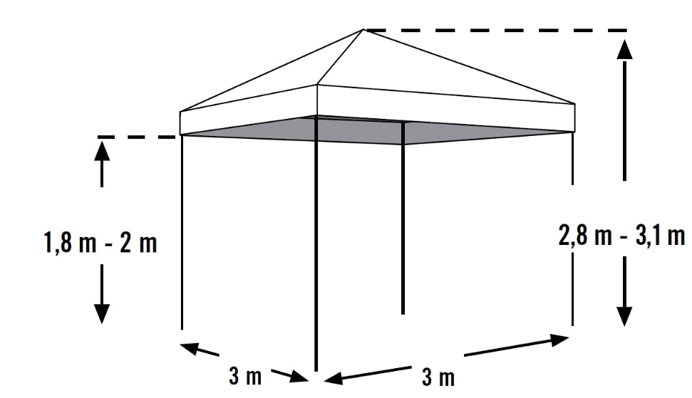Gazebo richiudibile 300x300 cm in acciaio