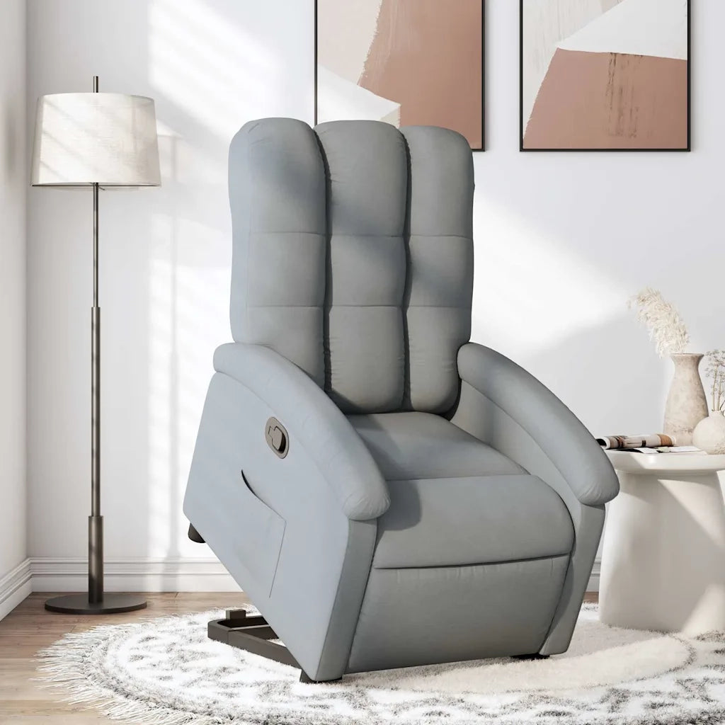 Poltrona | Sedia Relax Alzapersona Reclinabile Grigio Chiaro in Tessuto