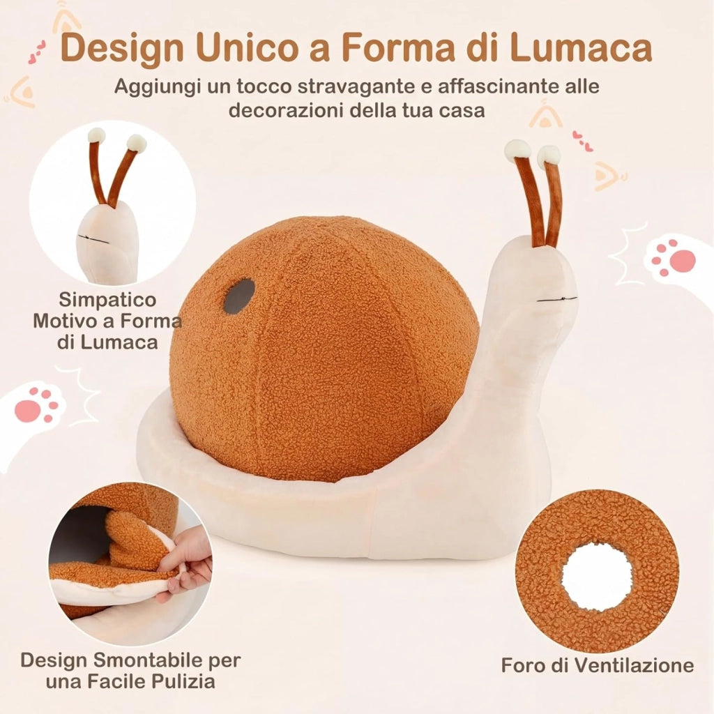 Cuccia per Gatti da Interno, Cuccia a Forma di Chiocciola per Gattini con Cuscino Rimovibile e Lavabile, Peluche Morbido e Fondo Antiscivolo, Letto Chiuso per Cani Piccoli e Gatti