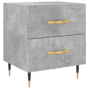 Comodino | Armadio da Notte | Mobiletto da notte Grigio Cemento 40x35x47,5 cm in Legno Multistrato