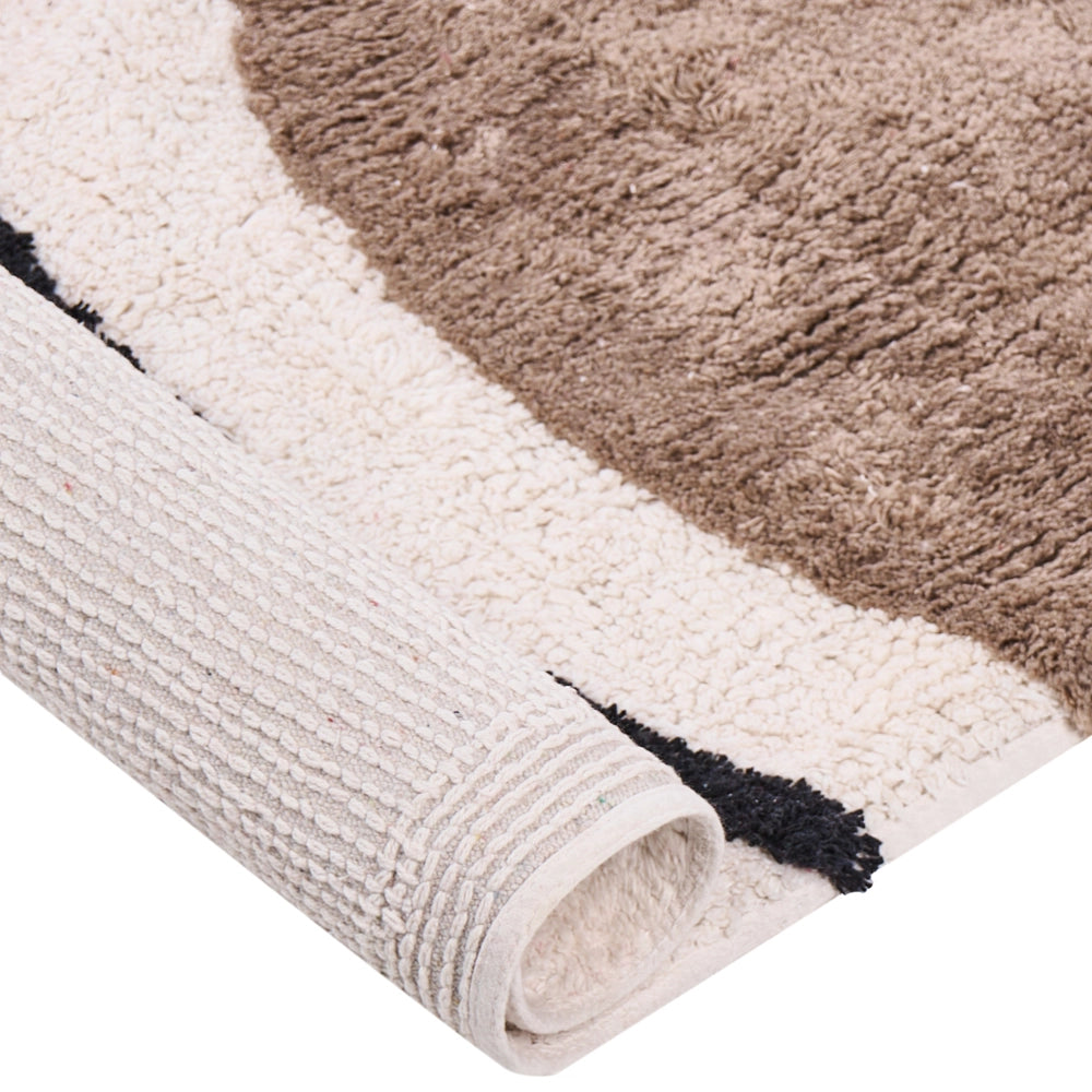 Tappeto da soggiorno cotone beige e rosso motivo astratto 140 x 200 cm nappe soggiorno camera da letto divano