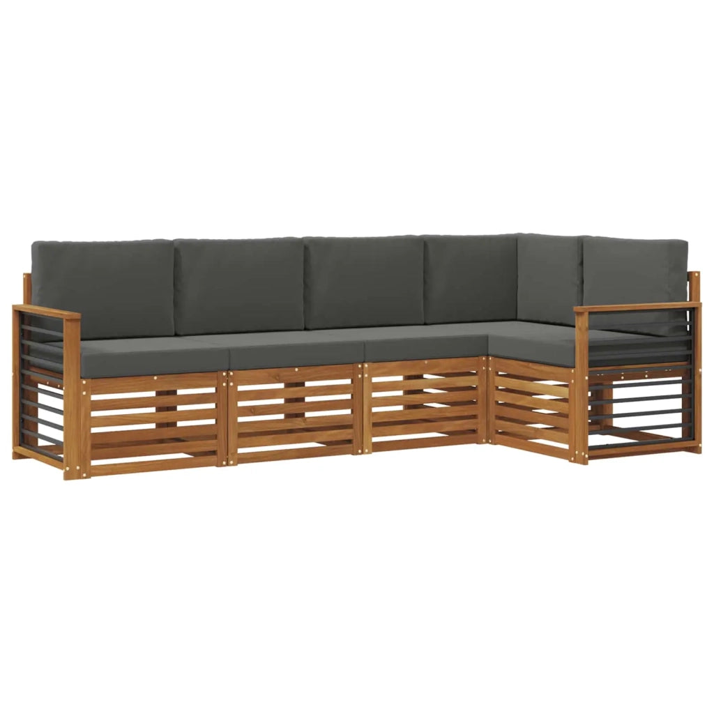 Set divano sezionale con cuscino 5 pcs Naturale e Antracite
