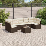 Set Divani da Giardino 8 pz con Cuscini Marrone in Polyrattan 3217443