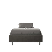 Letto Sommier imbottito 1 piazza e mezza 120x210 cm Azelia - Contenitore,Microfibra,Grigio