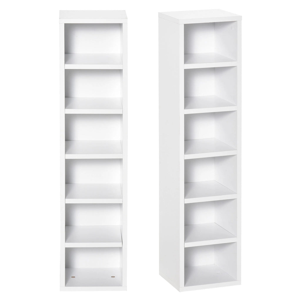 Set 2 Pezzi Mobile Libreria Porta CD 21x19.2x88,3 cm in Legno Bianco