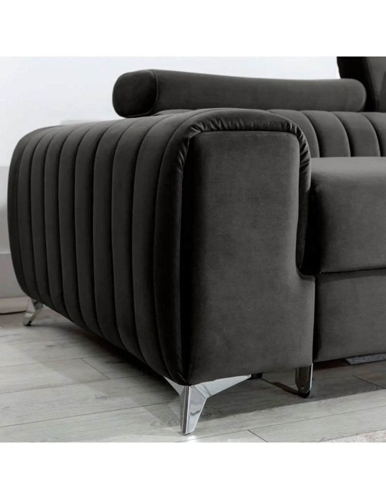 Divano ad angolo destro Grigio scuro convertibile 3 posti JAYSON grande comfort