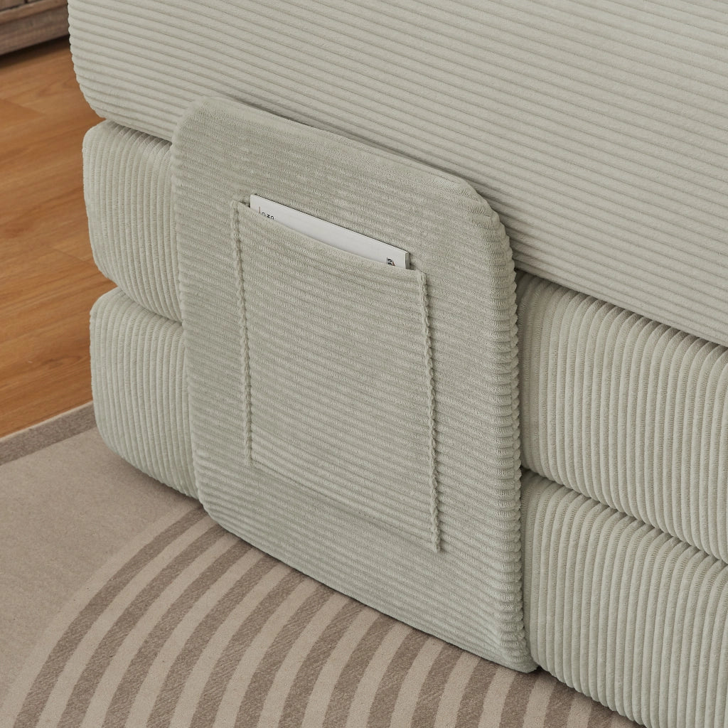 Divano letto pieghevole 2 posti con funzione letto e 2 cuscini per soggiorno in velluto a coste beige